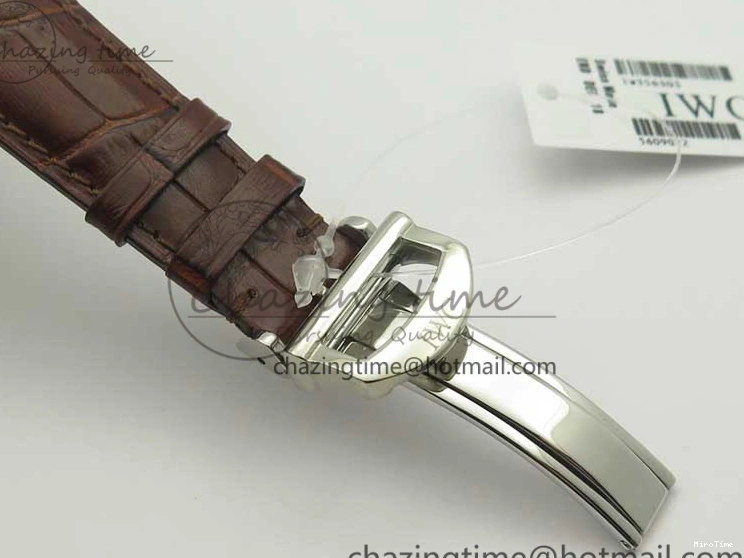 MIROTIME 0305 Portofino Automatic SS TWF 1:1 Best Edition Silver Dial Gold Markers on Brown Leather Strap A Bright 7203